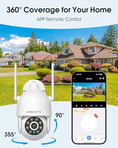 ARCCTV 2K Security Cameras Outdoor, 360°Pan-Tilt View 2.4G/5G WiFi Security Camera with Motion Tracking, Spotlight & Siren, 2-Way Audio, Full Color Night Vision, Waterproof (2 Pack) - Image 2