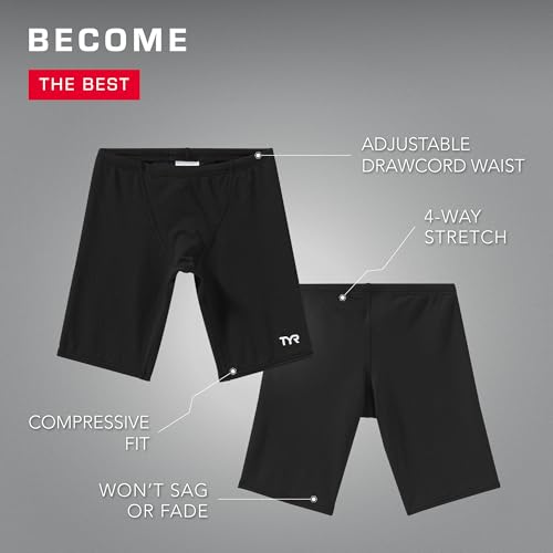 TYR BOYS' DURAFAST ONE JAMMER SWIMSUIT, 22, Black - Image 5