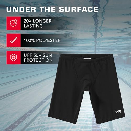 TYR BOYS' DURAFAST ONE JAMMER SWIMSUIT, 22, Black - Image 3