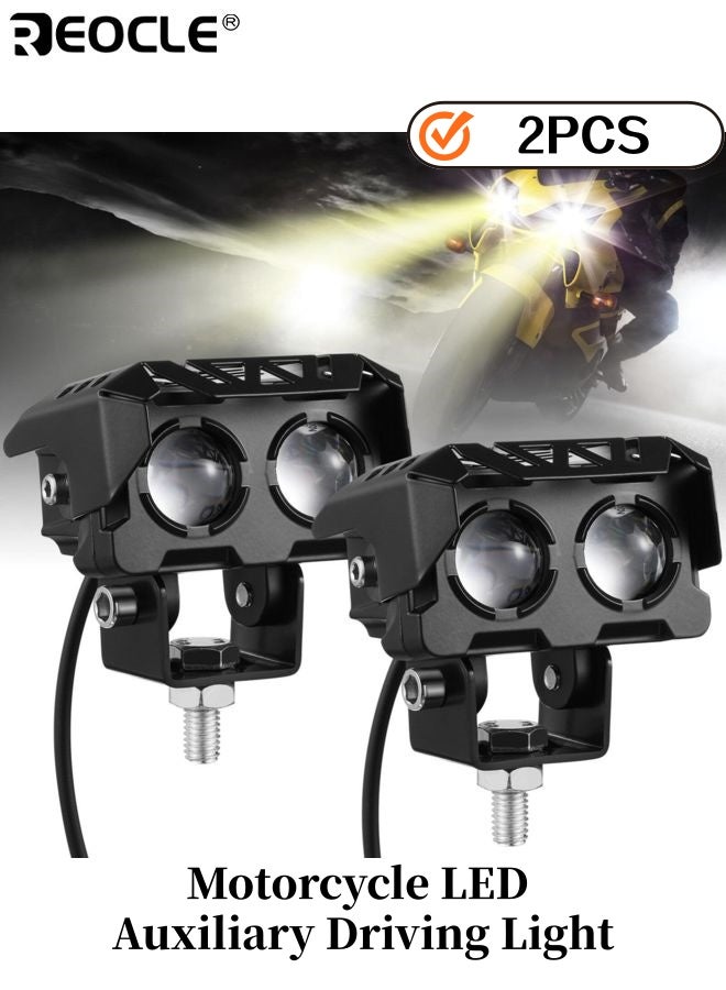 2PCS Motorcycle LED Auxiliary Driving Light 3D Series IP65 Waterproof Fog Lights Off Road Spot Lights for Motorcycle ATV UTV  Lighting No Strobe for Night Riding and Adventure - Image 1