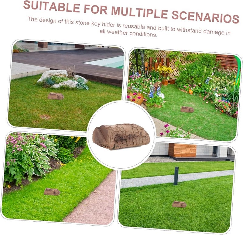 Resin Stone Key Holder Hidden Storage Box Outdoor Garden Decor Weatherproof Design - Image 5