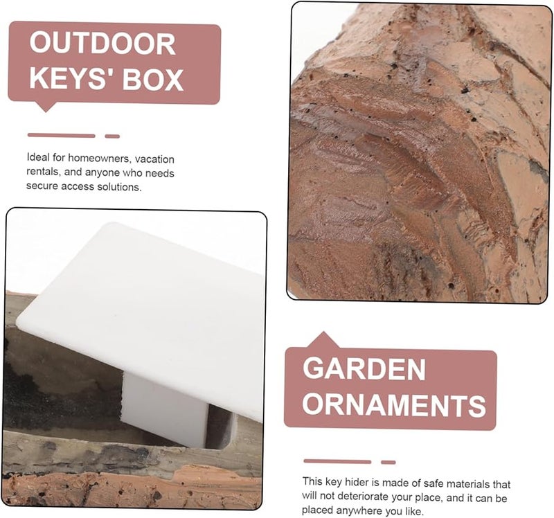 Resin Stone Key Holder Hidden Storage Box Outdoor Garden Decor Weatherproof Design - Image 4