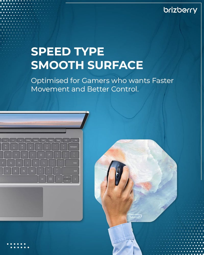 ARTBRIZ® Brizberry Art-Pro Mouse Pad, Optimised for Speed and Precision, Premium Anti Skid Rubber Base, for Office Desktop Laptop PC Mac, 240mm x 240mm x 3mm (203O - Pack of 1) - Image 2