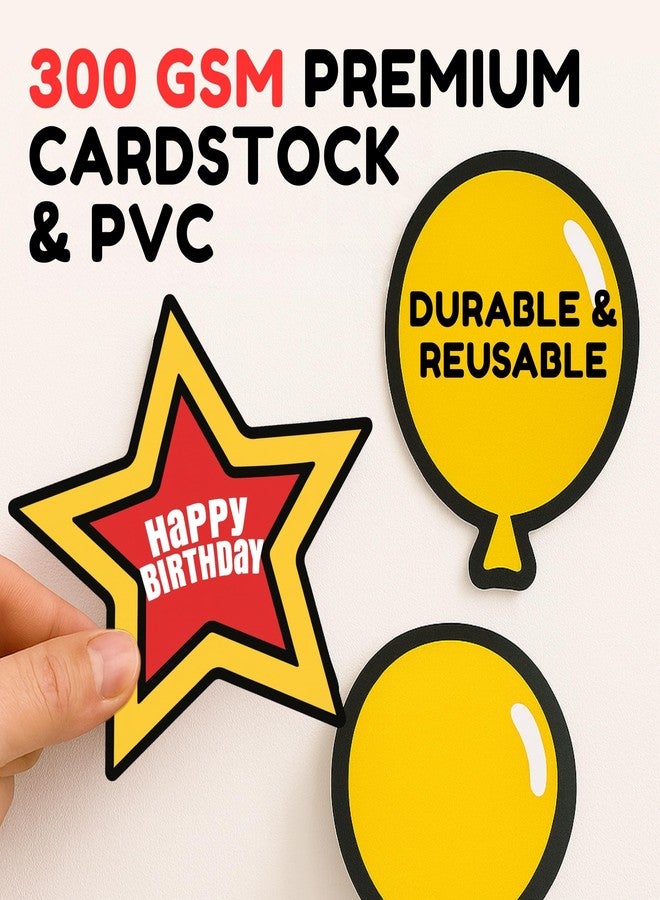 BOGAZNET Birthday Party Decorations Set – 2 Happy Birthday Banners and 18 Hanging Swirls Party Decorations Red Black Yellow Ceiling Streamers Party Decorations Plastic Streamers and Cardstock Kit - Image 3