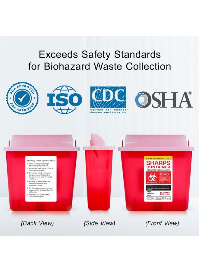 biobox Sharps Container Large - Sharps Containers for Home Use and Labs - Portable Needle Disposal and Travel Size Biohazard Bin - 5 Quart (Pack of 1) - Image 3