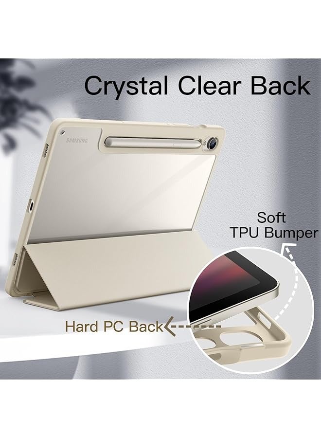 JETech Case for Samsung Galaxy Tab S9 11-Inch with S Pen Holder, Clear Transparent PC Back, Shockproof Tri-Fold Stand Tablet Cover, Auto Wake/Sleep (Beige) - Image 3
