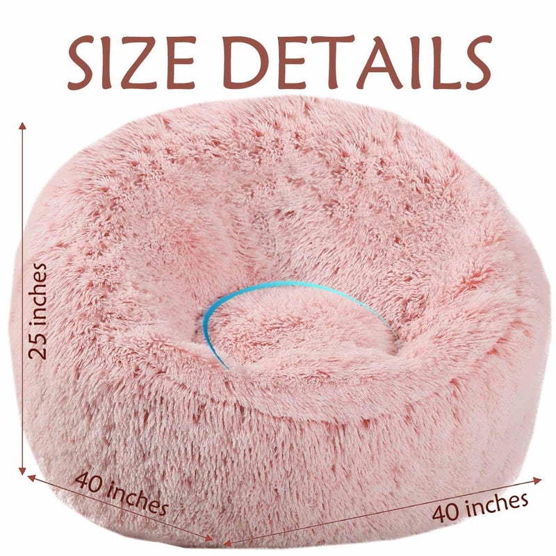 Aodenge Plush Faux Fur Bean Bag Chairs, Memory Foam Filled Sofa Chair Shape Bean Bag for Adults/Teens/Kids, Ultra-Soft Lazy Sofa for Living Room Bedroom College Dorm, Pink - Image 2