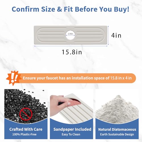 Lyxel Kitchen Faucet Mat, Quick Drying Diatomite Sink Faucet Mat Splash Guard for Kitchen, Water Absorbing Stone Tray for Sink, Absorbent Stone Drying Tray for Bathroom Counter - Image 3