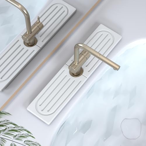 Lyxel Kitchen Faucet Mat, Quick Drying Diatomite Sink Faucet Mat Splash Guard for Kitchen, Water Absorbing Stone Tray for Sink, Absorbent Stone Drying Tray for Bathroom Counter - Image 1