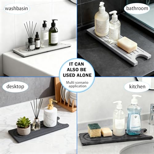 Lyxel Kitchen Faucet Mat, Quick Drying Diatomite Sink Faucet Mat Splash Guard for Kitchen, Water Absorbing Stone Tray for Sink, Absorbent Stone Drying Tray for Bathroom Counter - Image 4