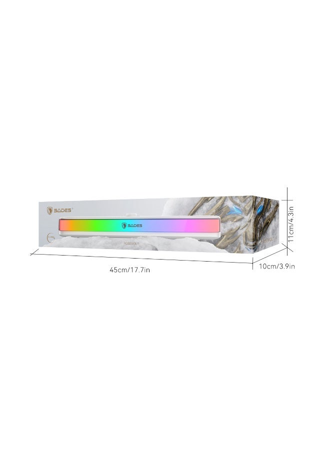 ساديس مكبر صوت ساديس بوزفولت، صوت ستيريو 2.0، بلوتوث 5.3، إضاءة RGB، توصيل وتشغيل USB، تحكم متعدد الوظائف، أبيض - Image 1