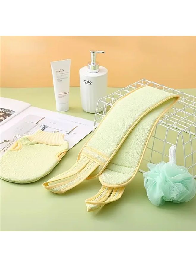 Light Green Bathing Set Includes 3 Pcs Scrubbing Cloth Back Washing Kit - Image 3