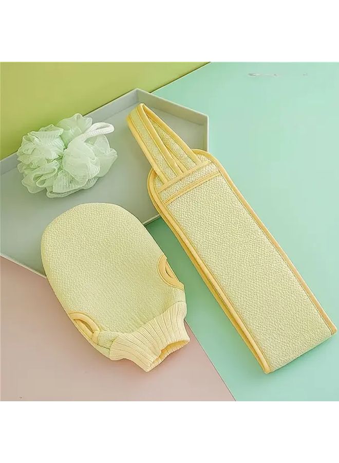 Light Green Bathing Set Includes 3 Pcs Scrubbing Cloth Back Washing Kit - Image 2