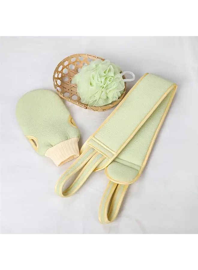 Light Green Bathing Set Includes 3 Pcs Scrubbing Cloth Back Washing Kit - Image 1