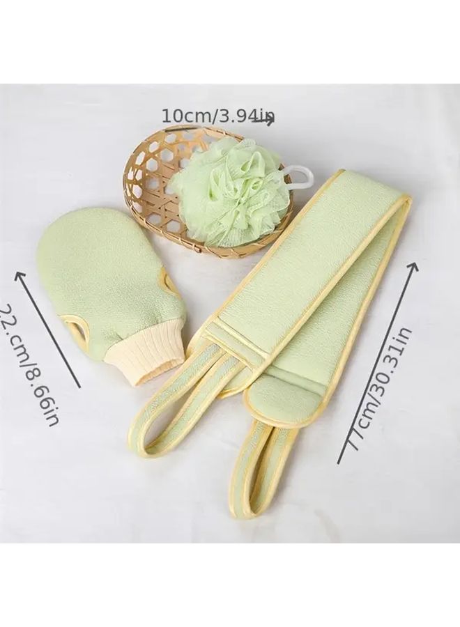 Light Green Bathing Set Includes 3 Pcs Scrubbing Cloth Back Washing Kit - Image 4