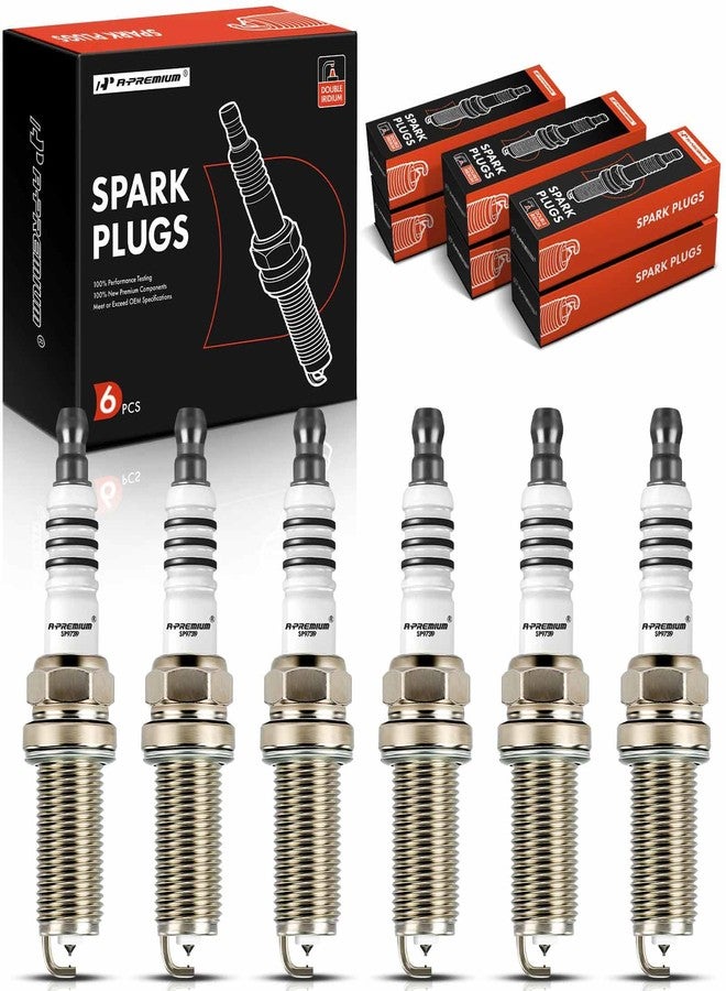 A-Premium Double Iridium Spark Plugs Compatible with Hyundai Genesis 2009 2010 2011, 3.8L, Pack of 6 - Image 1