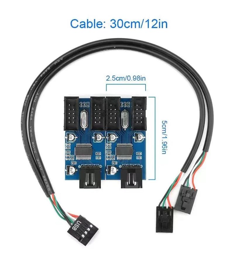كابل تمديد مقسم رأس اللوحة الأم USB 9 سنون من 1 إلى 4 مهايئ 0.3 متر - Image 4