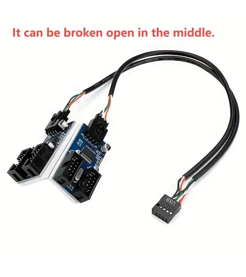 كابل تمديد مقسم رأس اللوحة الأم USB 9 سنون من 1 إلى 4 مهايئ 0.3 متر - Image 2