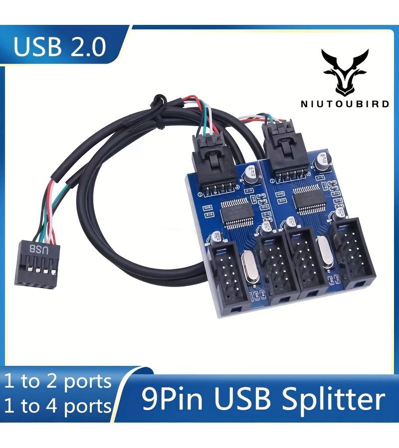 كابل تمديد مقسم رأس اللوحة الأم USB 9 سنون من 1 إلى 4 مهايئ 0.3 متر - Image 1