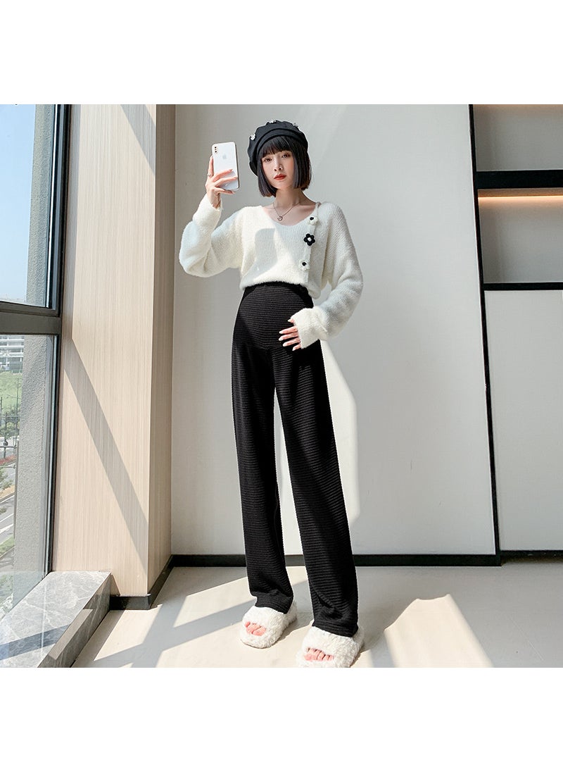 Generic Autumn Winter Knitbell Maternity Pants Casual Straight-leg Pants For Pregnant Women Spring Autumn Outer Wear New 2023 Collection Apricot  - Image 3