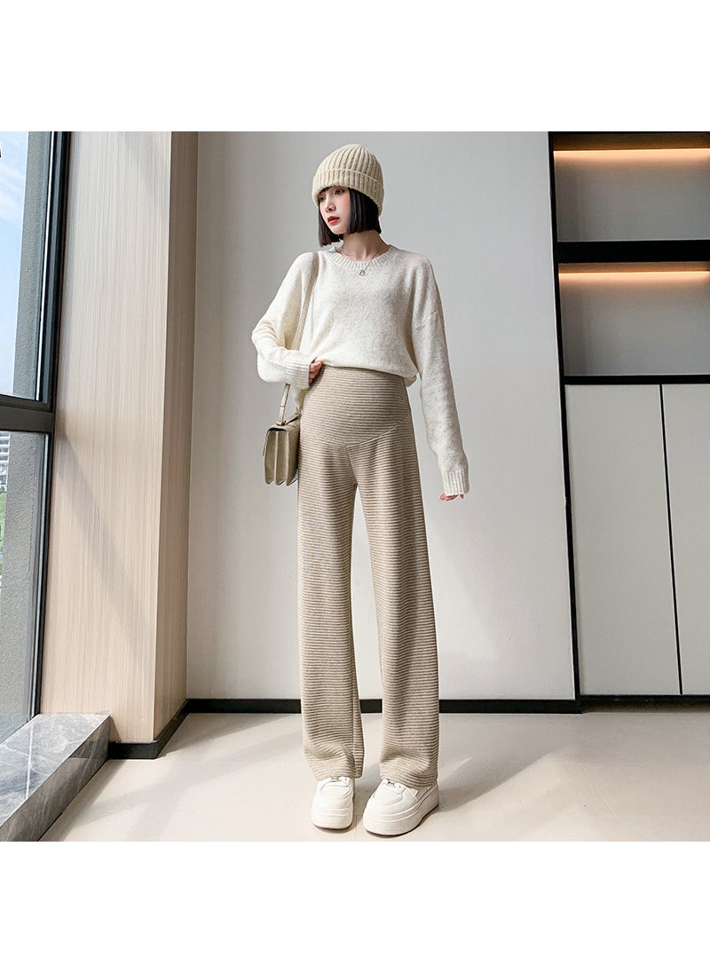 Generic Autumn Winter Knitbell Maternity Pants Casual Straight-leg Pants For Pregnant Women Spring Autumn Outer Wear New 2023 Collection Apricot  - Image 2