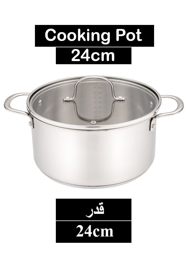 Trust 9-Piece Stainless Steel Cookware Set with premium steel 304, Set Include: 16cm Cooking Pot, 20cm Cooking Pot, 24cm Cooking Pot, 24cm low Deep Pot, 24cm Frypan - Image 3