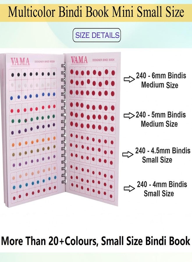VAMA Fashions Multicolour Plain Round Velvet Bindis Self Adhesive Kumkum Sticker Bindiya Bride Forehead Bindi Spiral Book for Women & Girls (Small Bindis) - Image 3