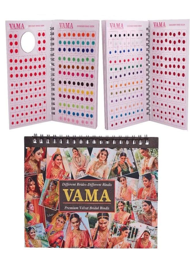VAMA Fashions Multicolour Plain Round Velvet Bindis Self Adhesive Kumkum Sticker Bindiya Bride Forehead Bindi Spiral Book for Women & Girls (Small Bindis) - Image 1
