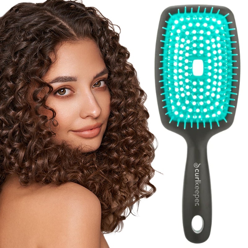Curl Keeper Flexy Hair Brush, Turquoise - Detangling Hair Brush with Flexible Bristles for Shower Use, Combing Through Curls & Removing Tangles - Lightweight Hair Accessories for All Hair Type - Image 1