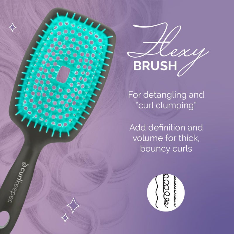 Curl Keeper Flexy Hair Brush, Turquoise - Detangling Hair Brush with Flexible Bristles for Shower Use, Combing Through Curls & Removing Tangles - Lightweight Hair Accessories for All Hair Type - Image 2