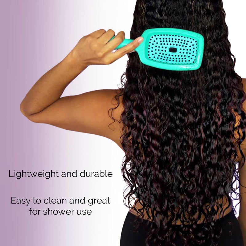 Curl Keeper Flexy Hair Brush, Turquoise - Detangling Hair Brush with Flexible Bristles for Shower Use, Combing Through Curls & Removing Tangles - Lightweight Hair Accessories for All Hair Type - Image 5