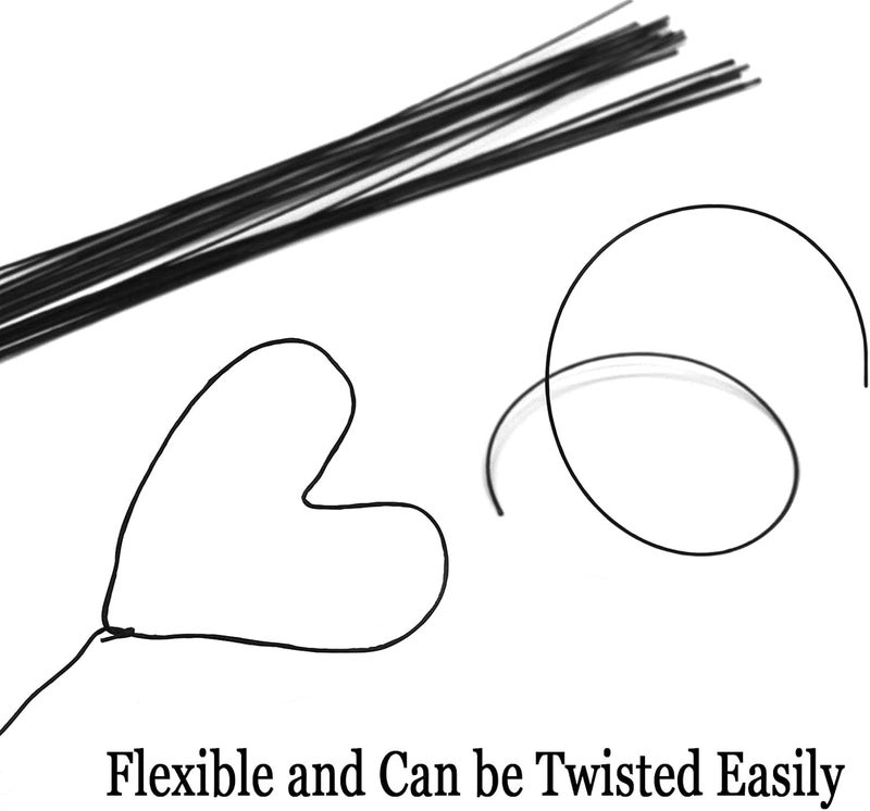 Cinvo 22 Gauge Stem Wire 100 Counts Floral Paper Wrapped 14 Inch Wire for Flower Arrangements DIY Bouquet Handcrafts (Black) - Image 4