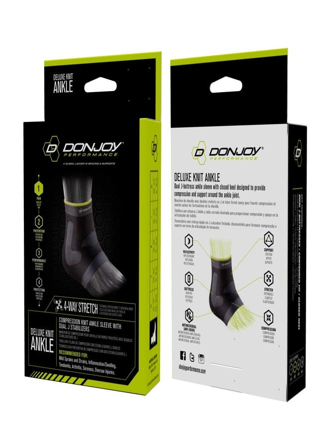 DonJoy Performance Deluxe Knit Ankle Compression Sleeve with J Buttress and Closed Heel for Mild Sprains, Strains, Inflammation, Swelling, Tendonitis, Arthritis - Large - Image 2