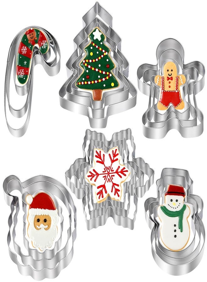 BakingWorld Christmas Cookie Cutters - 18 Pcs Holiday Cookie Cutter Set - Santa Face, Christmas Tree, Snowflake, Gingerbread Men, Snowman and Candy Cane Shapes Cookie Molds for Winter Holiday DIY Baking - Image 1