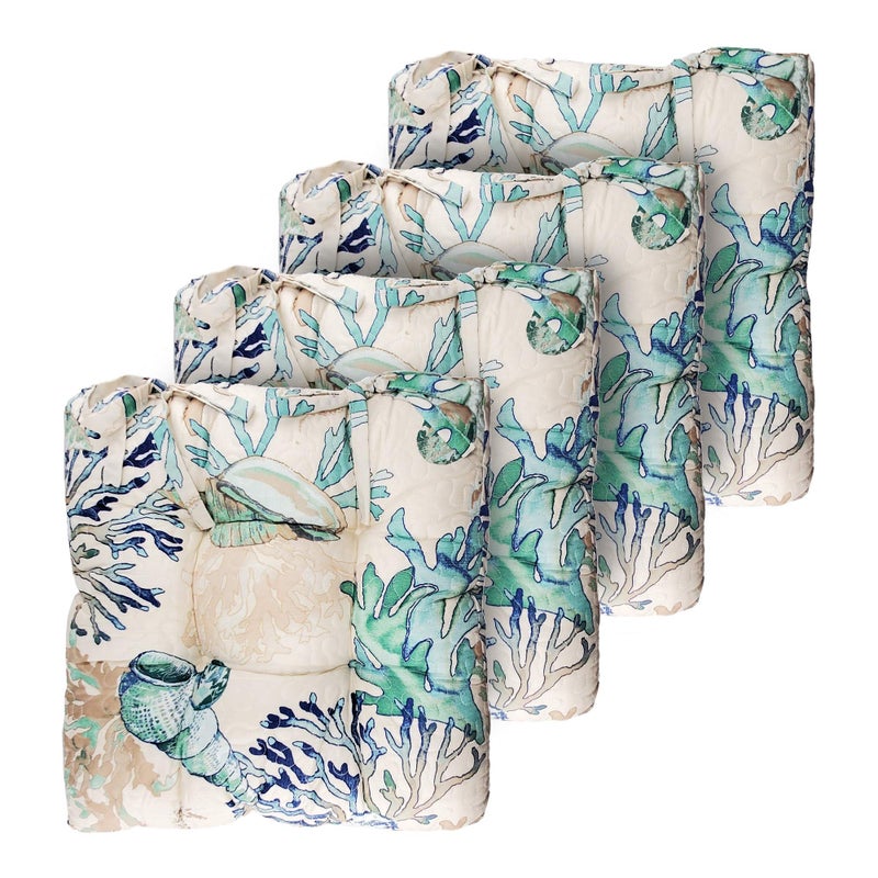 Greenland Home Fashions Greenland Home TripleCushioned Chair Pad 4 Count Pack of 1 Atlantis 