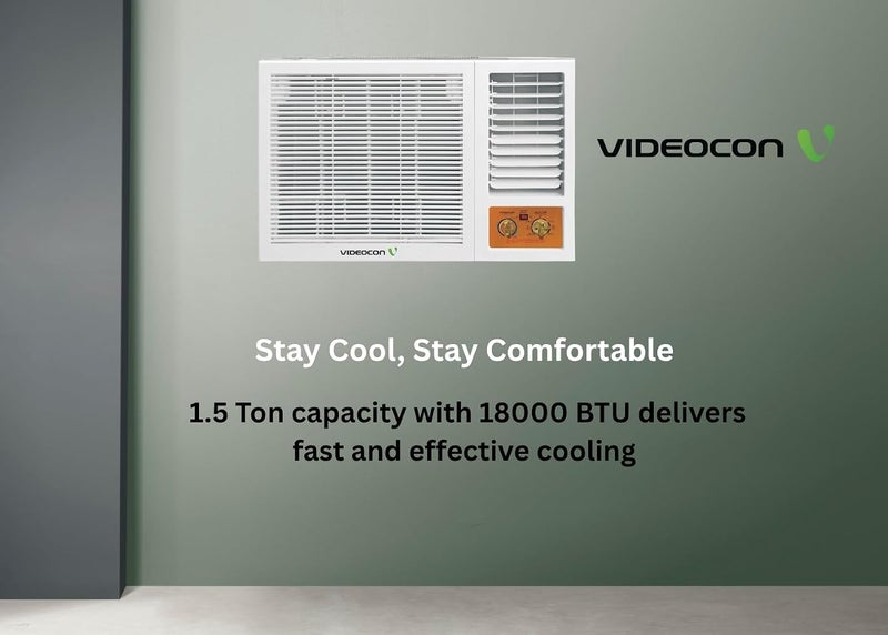 Videocon 1.5 Ton Window Air Conditioner, 18000 BTU, Gold Fin Technology, Turbo cooling, High Efficiency, Low Noise, R410A Gas - VG18KWT3 - Image 2
