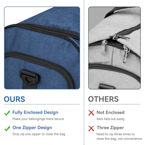 Bukere Large Garment Bag for Travel, Bukere Convertible Suit Travel Garment Duffel Bag for Men Women Business, Shoe Compartment, Detachable Shoulder Strap, Multi-Function 2 in 1 Weekender Bag, Blue - Image 4