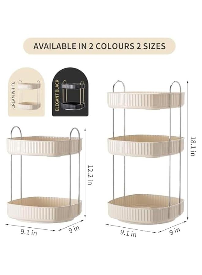 HOOKOR 3 Tiers Bathroom Organizer Countertop Storage Spinning, 360 Rotating Makeup Organizer for Vanity, Large Capacity Perfume Organizers and Skincare Organizers for Dresser, White  - Image 2
