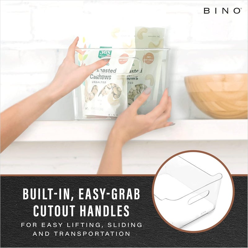 BINO | Plastic Storage Bins, Large - 2 Pack, Clear | THE SOHO COLLECTION | Pantry Organizers and Storage Containers | Fridge Organizer Bins | Kitchen Cabinet Organizer | Medicine Cabinet Bin - Image 3