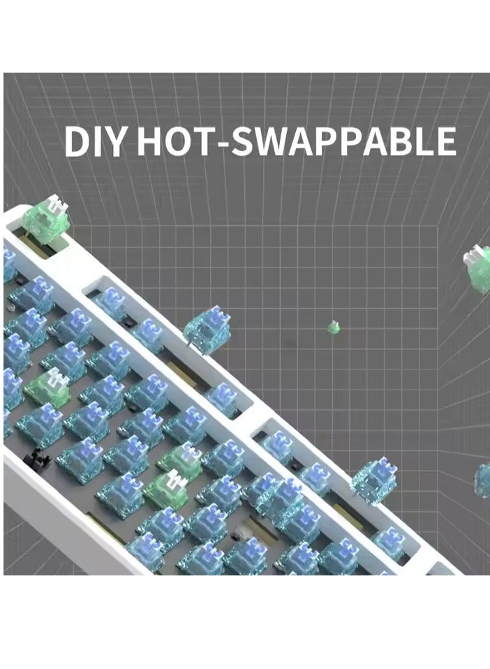 JeDEL Rechargeable 3-Modes Gaming Mechanical Keyboard TKL (Bluetooth 5.3 /  Wireless 2.4Ghz / Wired ) - Hot Swap Blue Switches - Rainbow Backlight - Battery 4000mAh - AR / EN 88 Key - Image 3