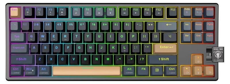 JeDEL Rechargeable 3-Modes Gaming Mechanical Keyboard TKL (Bluetooth 5.3 /  Wireless 2.4Ghz / Wired ) - Hot Swap Blue Switches - Rainbow Backlight - Battery 4000mAh - AR / EN 88 Key - Image 1