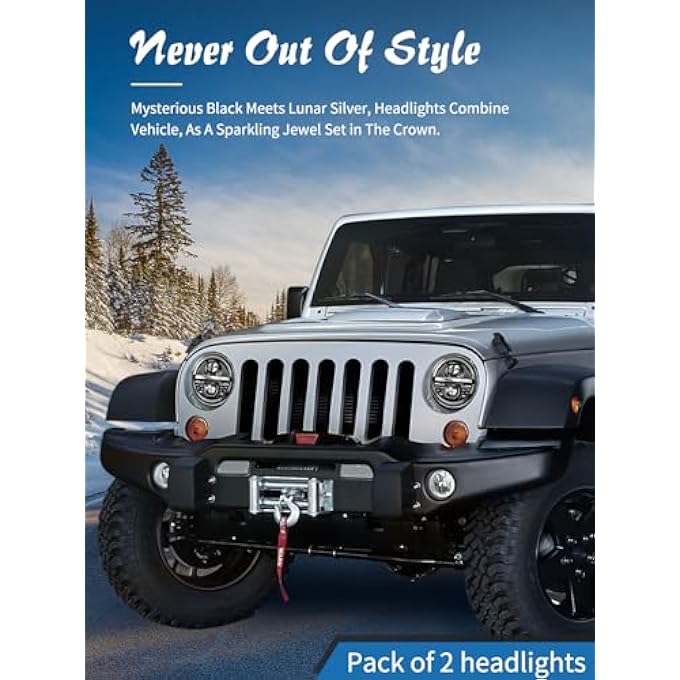 UNI-SHINE 2 Pcs 7 Inch Led Headlights Round Projector ZShaped H6024 Led Headlight 7 Led Headlight HiLo Beam Compatible With Jeep Wrangler Jk Tj Cj Compatible With Chevy Compatible With Miata - Image 3