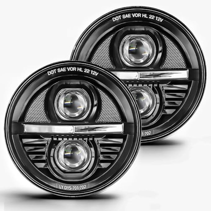 UNI-SHINE 2 Pcs 7 Inch Led Headlights Round Projector ZShaped H6024 Led Headlight 7 Led Headlight HiLo Beam Compatible With Jeep Wrangler Jk Tj Cj Compatible With Chevy Compatible With Miata - Image 2