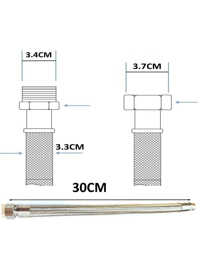 melfi 1 Inch Male And Female Corrugated Electrical Proof Pipe Braided Stainless Steel Flexible Conduit Metal Hose (30 Cm Female 1 Inch X Male 1 Inch)  - Image 2