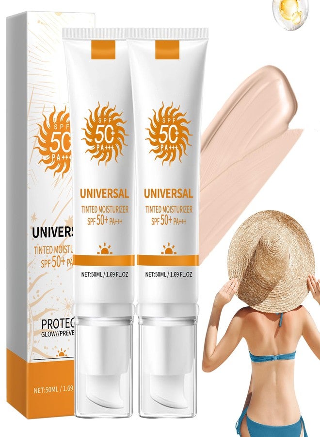 Rednow Tinted Sunscreen for Face SPF 50,Universal Protector Solar Con Color,Face Sunscreen Moisturizer,Hydrating Sun Essence Face Sunscreen Hydrating,No Sticky | Travel Size Sunscreen(2PCS) - Image 1