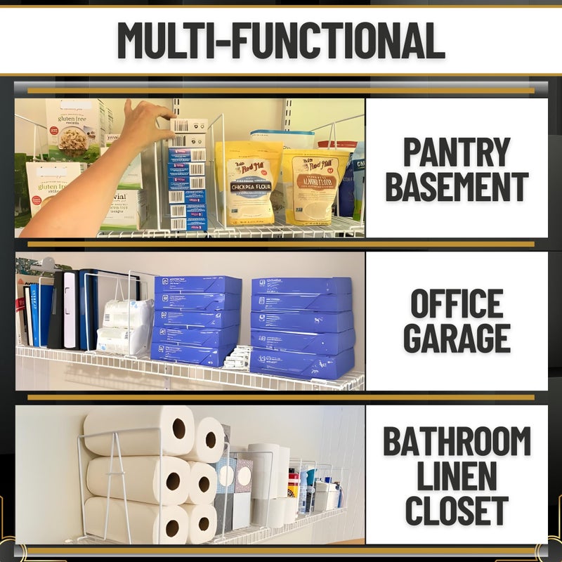 Evelots Tall Wire Shelf Dividers -8 Pack- Closet Storage & Organization for Office/Pantry/Garage Shelf Separator - Easy Clip-No Tool - Solid Coated Steel - Image 5