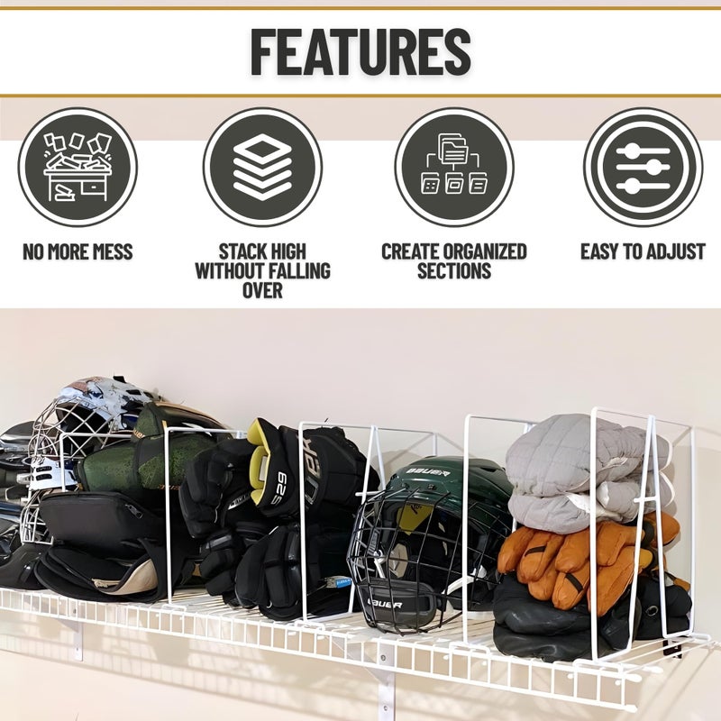 Evelots Tall Wire Shelf Dividers -8 Pack- Closet Storage & Organization for Office/Pantry/Garage Shelf Separator - Easy Clip-No Tool - Solid Coated Steel - Image 3