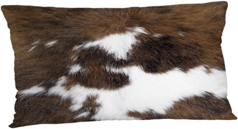 TOMWISH Pack of 2 Hidden Zippered Pillowcase Cowhide Accent Printing 12X20Inch Soft Decorative Cushion Cover for Sofa Bedroom Decorative Throw Custom Cotton Pillow Case Cushion Cover - Image 2