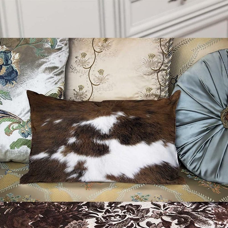 TOMWISH Pack of 2 Hidden Zippered Pillowcase Cowhide Accent Printing 12X20Inch Soft Decorative Cushion Cover for Sofa Bedroom Decorative Throw Custom Cotton Pillow Case Cushion Cover - Image 4