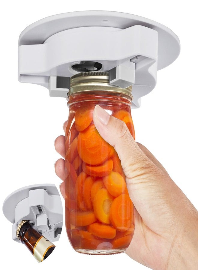 Banyaa Jar Opener Bottle Opener for Seniors with Arthritis - Under Cabinet Jar Opener for Weak Hands, Rotary Lid Opener, Easy Twist-Off Lids for Jars & Bottles, Original Kitchen Gadgets (White) - Image 1